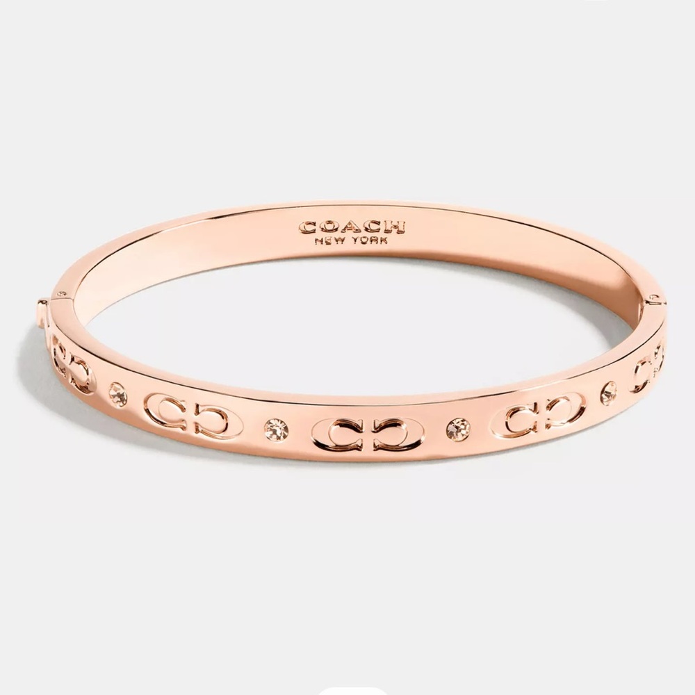 Signature Hinged Bangle- Rose Gold